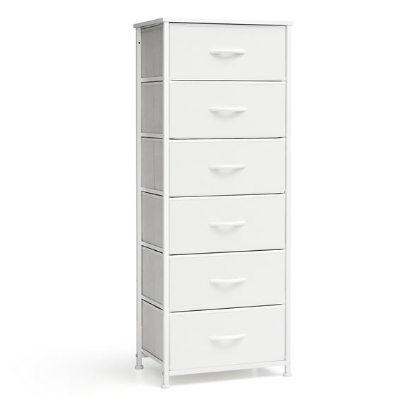 Crestlive Products 6 Drawers Dresser Vertical Storage Tower Chest, White