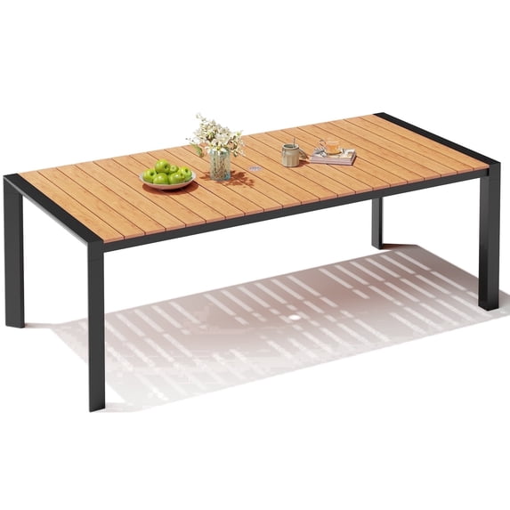 Crestlive Products 70" Aluminum Patio Dining Table for 8 Persons, All-Weather Large Furniture, Brown