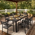 thumbnail image 1 of Crestlive Products 9-Piece Aluminum Outdoor Dining Set, 82" Large Rectangular Patio Table & 8 Stackable Armchairs Rust Proof Outdoor Furniture with Umbrella Hole for Lawn Garden Deck, Black, 1 of 7