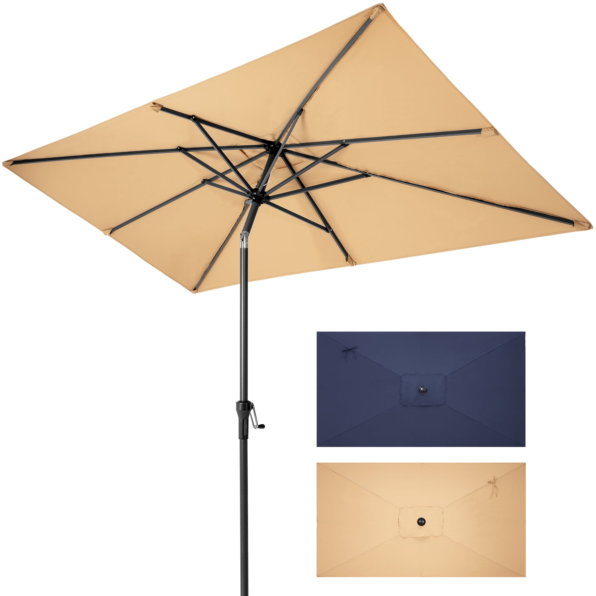 Crestlive Products 9 x 5 ft Patio Outdoor Rectangular Market Umbrella, Tan