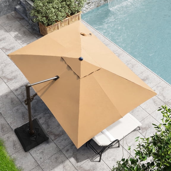 Crestlive Products 9x11ft Rectangular Cantilever Umbrella, Windproof Frame, 3-year Fade-Resistant Fabric, 360-degree Rotating, Yellow