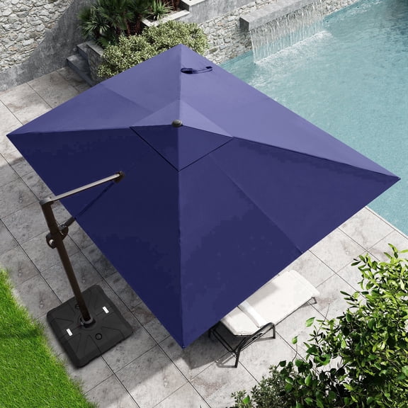 Crestlive Products 9x11ft Rectangular Cantilever Umbrella with Wheel, Windproof Frame, 3-year Fade-Resistant Fabric, 360-degree Rotating, Blue