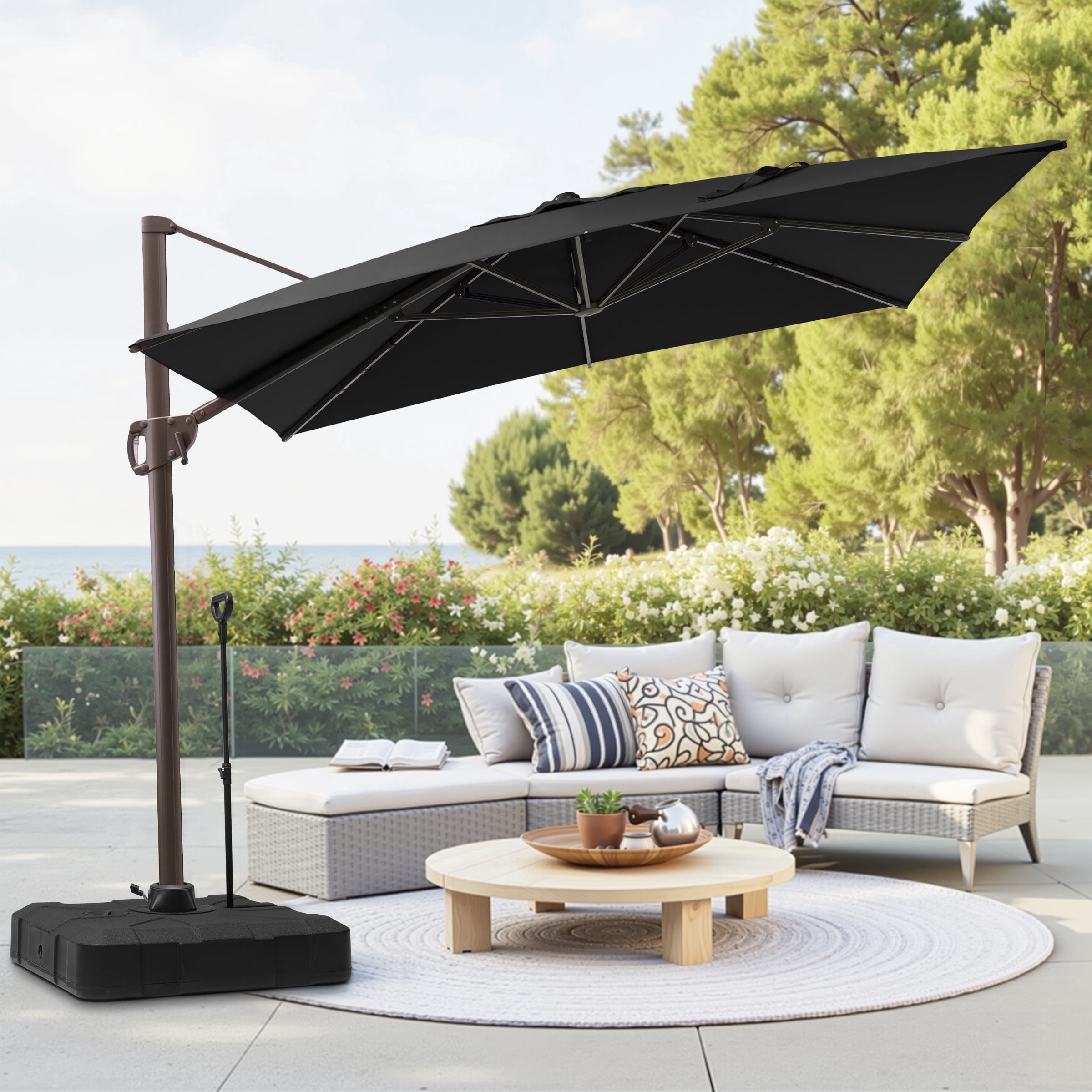 crestlive products cantilever patio umbrella 13x10 ft Aluminum - Double Top top canopy promotes air flow Fillable Cantilever Umbrella Base with