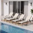 thumbnail image 1 of Crestlive Products Adjustable Steel Chaise Lounge Chair, 5‑Position Recliner with Rust-Resistant Frame (4PCS Beige), 1 of 10