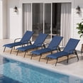 thumbnail image 1 of Crestlive Products Adjustable Steel Chaise Lounge Chair, 5‑Position Recliner with Rust-Resistant Frame (4PCS Navy Blue), 1 of 9
