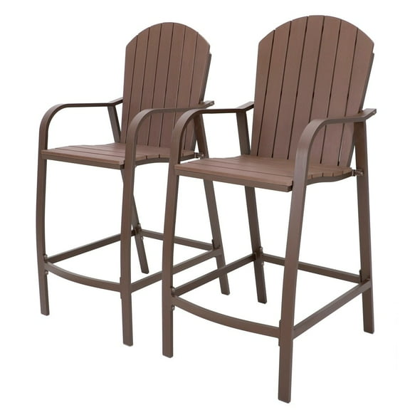 Crestlive Products Outdoor All Weather Patio Furniture Counter Height Bar Stools (Set of 2/4) - 21.96" W x 25.19" D x 48.22" H Brown - 2PC