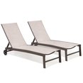 thumbnail image 1 of Crestlive Products Aluminum Adjustable Chaise Lounge Chair with 2 Wheels, Beige, 1 of 5