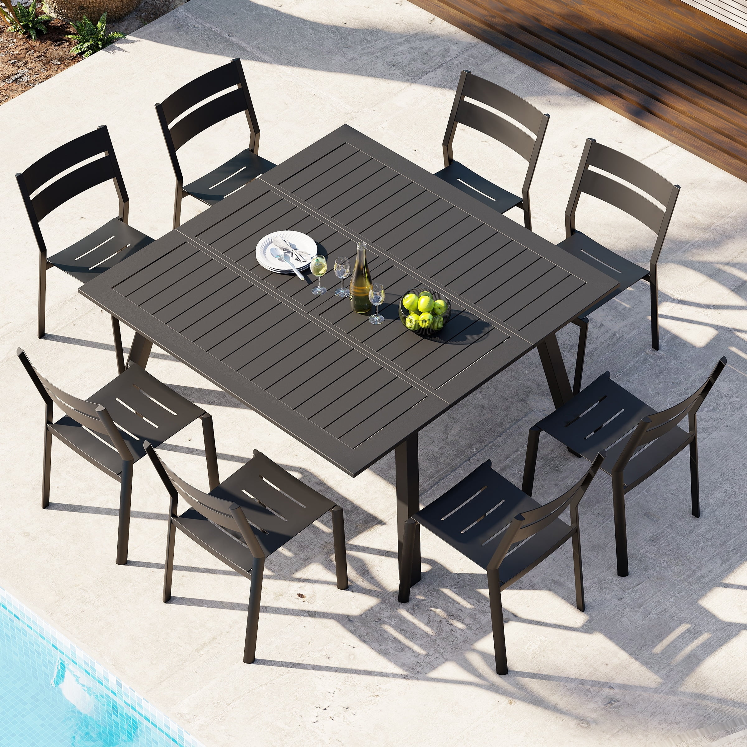 Crestlive Products Aluminum All-Weather Stackable Dining Chairs Armless ...