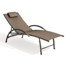 Crestlive Products Aluminum Outdoor Folding Reclining Chaise Lounge Chair in Brown