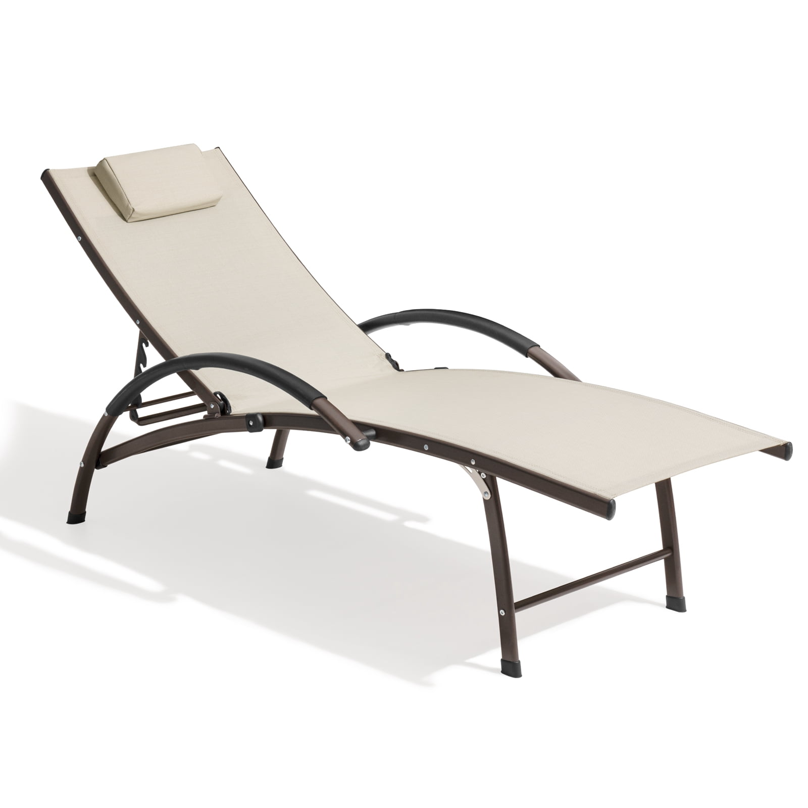 Crestlive Products Aluminum Outdoor Folding Reclining Chaise Lounge
