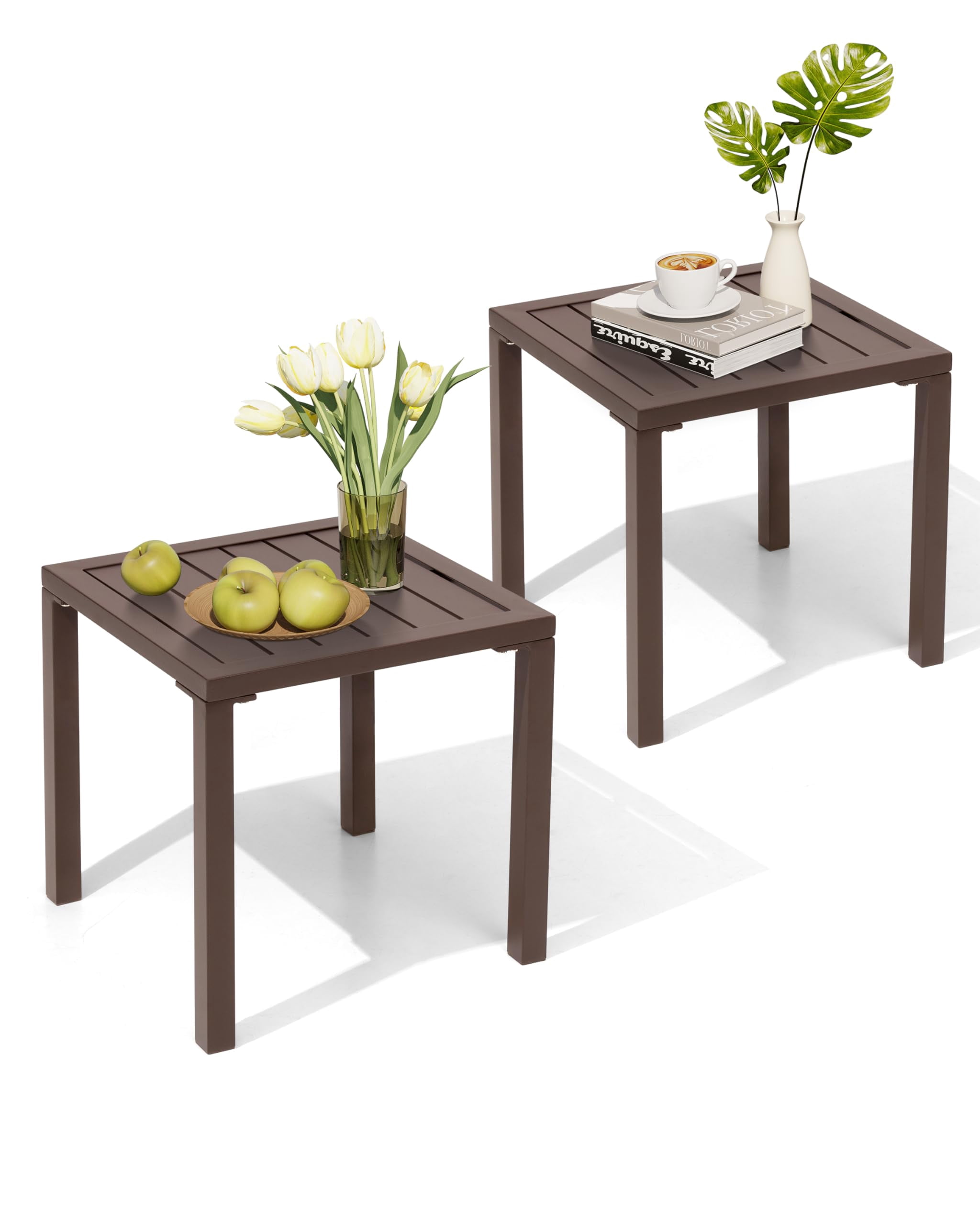 Crestlive Products Aluminum Outdoor Side Table Set of 2, Pool Lounge