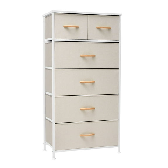 Crestlive Products Beige 6-Drawer Dresser Chest Vertical Tower