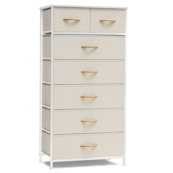 Crestlive Products Beige 7 Drawers Vertical Dresser Storage Tower Chest