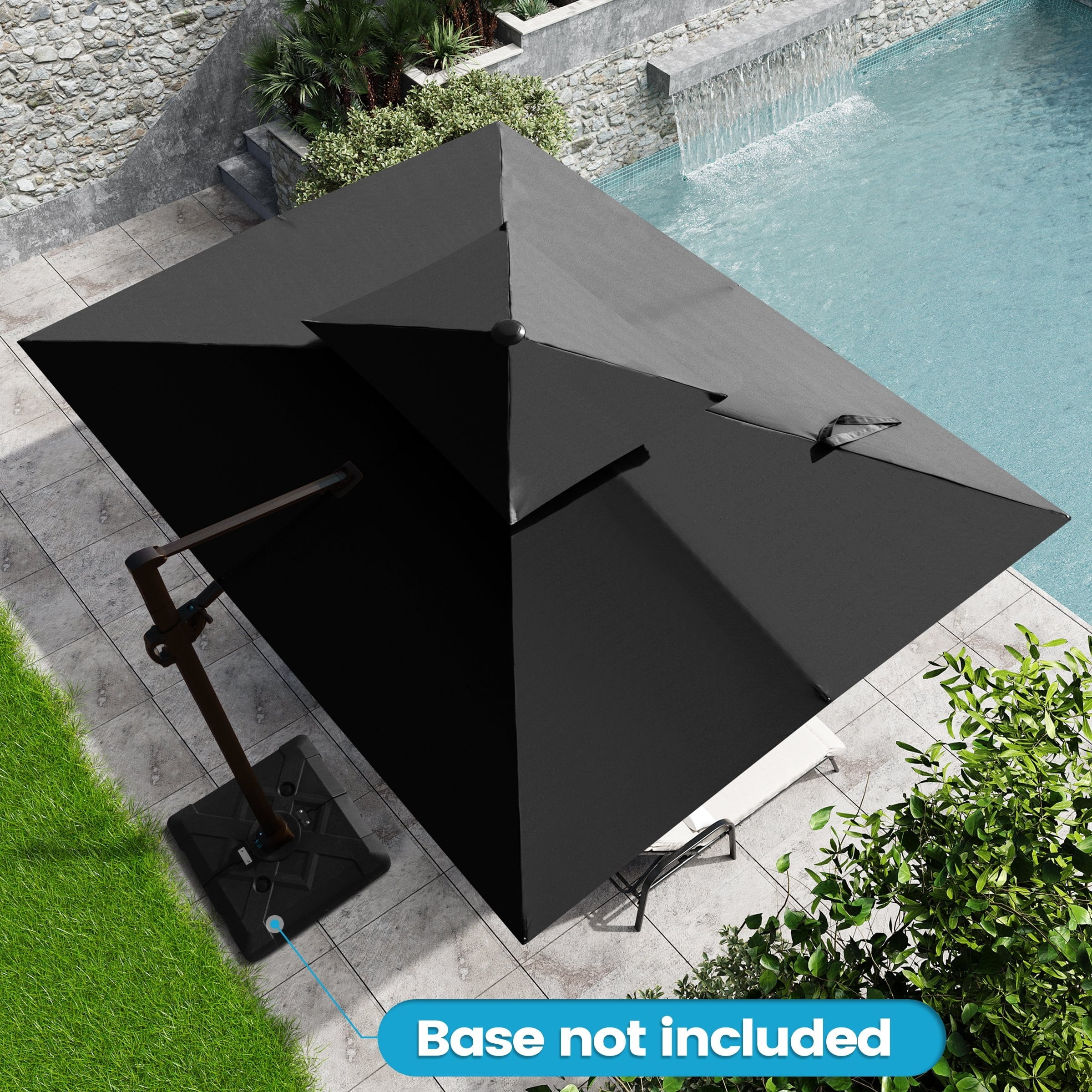 Black Rectangular Cantilever Patio Umbrella with Metal Frame