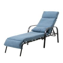 Crestlive Products Blue Outdoor Steel Chair Recliner Adjustable Chaise Lounge