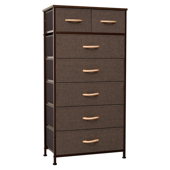 Crestlive Products Brown 7 Drawers Vertical Dresser Storage Tower Chest