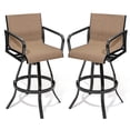 thumbnail image 1 of Crestlive Products Outdoor Swivel Bar Stools Set of 2, Patio Bar Height Chairs with Rust-Resistant Aluminum Frame, 360° Swivel Outdoor Bar Stools for Patio, Pool, Backyard, Bistro (Brown), 1 of 7