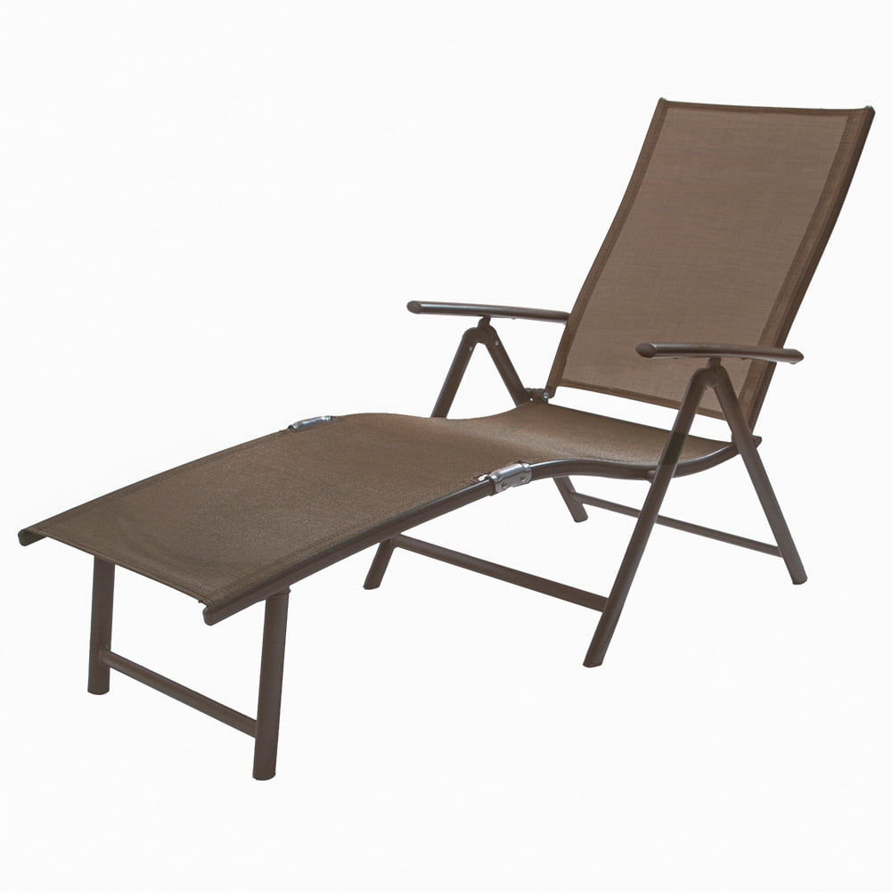 Brown Aluminum Outdoor Chaise Lounge with Textilene Fabric