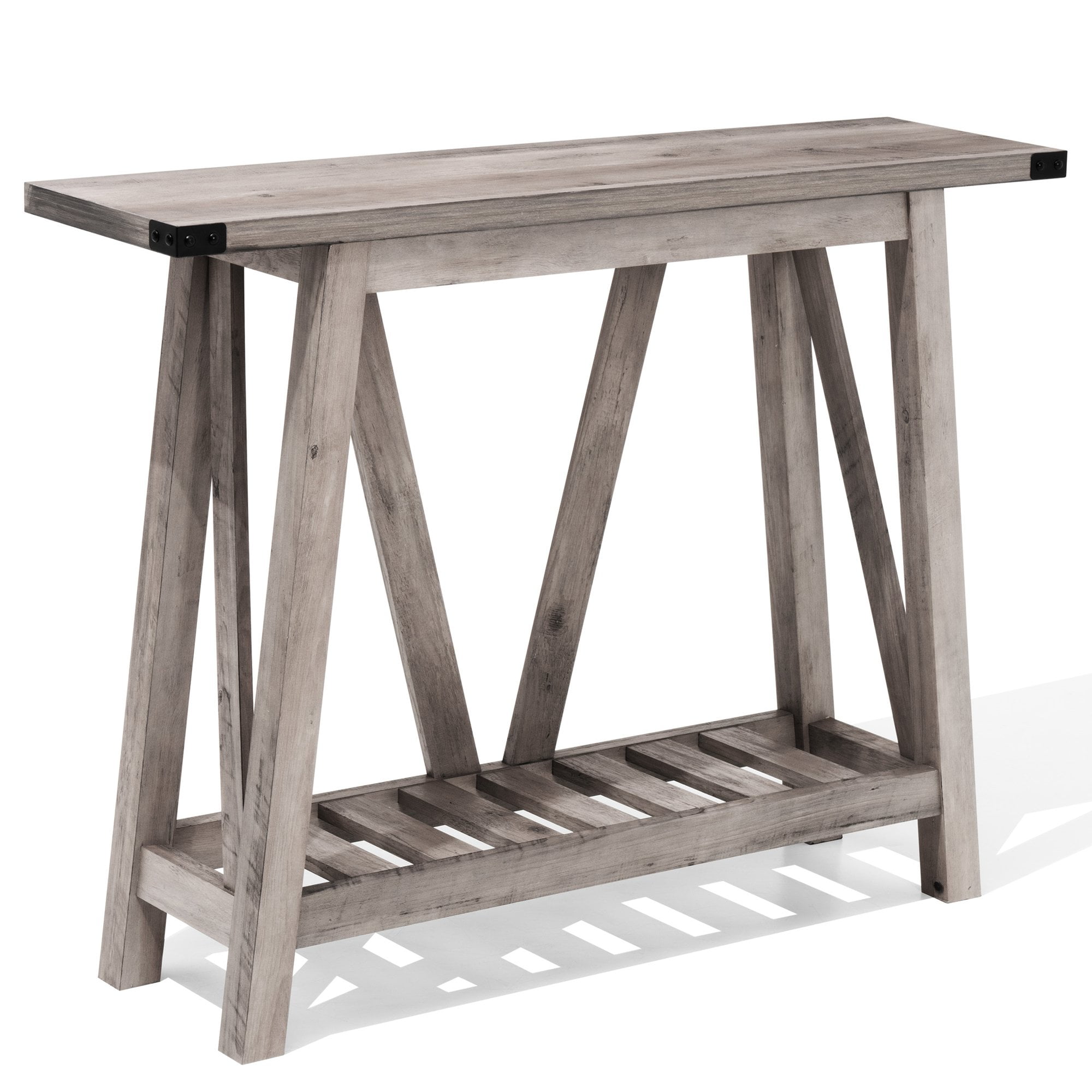Crestlive Products Entryway Table MDF Console Table with Shelves Farmhouse Sofa Table,Grey Wash