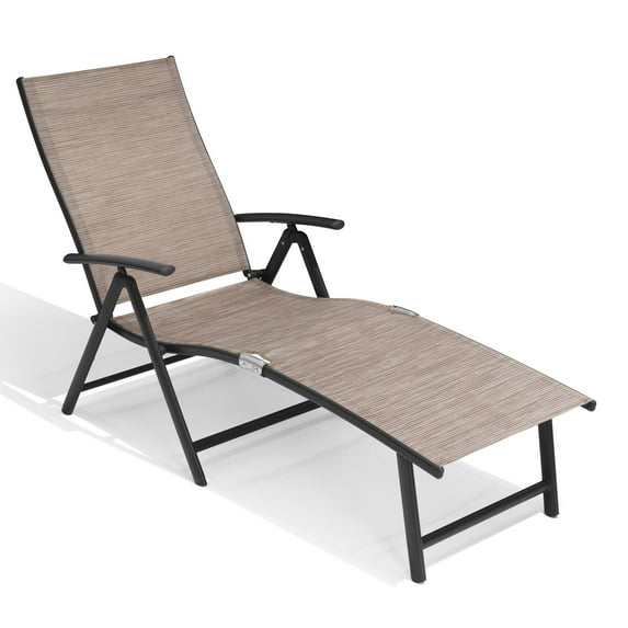 Crestlive Products Espresso Outdoor Chaise Lounge Chair Aluminum Folding Recliner