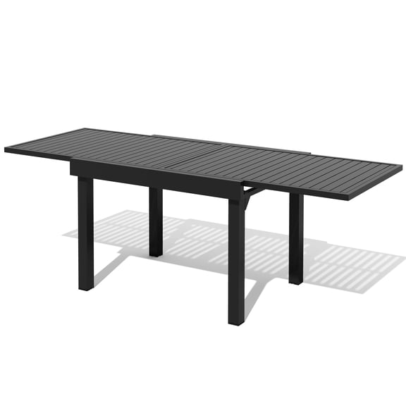 Crestlive Products Extendable Outdoor Dining Table, 42"- 83" Aluminum Patio Table for 4-8 People, All-Weather Expandable Table, Black