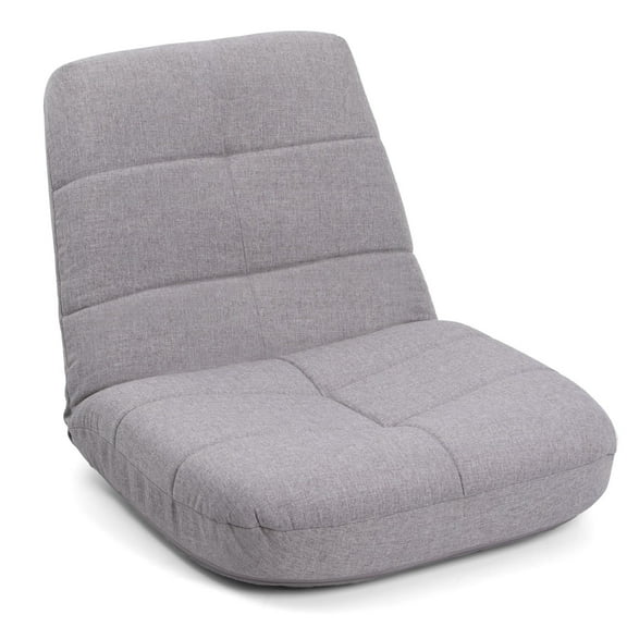 Crestlive Products Folding Floor Chair Adjustable Linen Cover Padded Gaming Chair,Gray