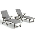 thumbnail image 1 of Crestlive Products Gray Outdoor Folding Patio Chaise Lounge Chair, Aluminum Recliners and Table Set, 1 of 9