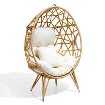 Crestlive Products Indoor Outdoor Wicker Egg Patio Chair PE Rattan Oversized Basket,Beige