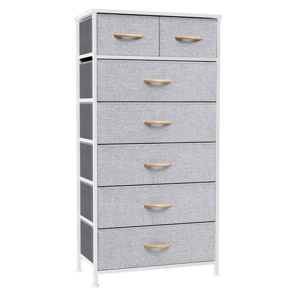 Crestlive Products Light Gray 7 Drawers Vertical Dresser Storage Tower Chest