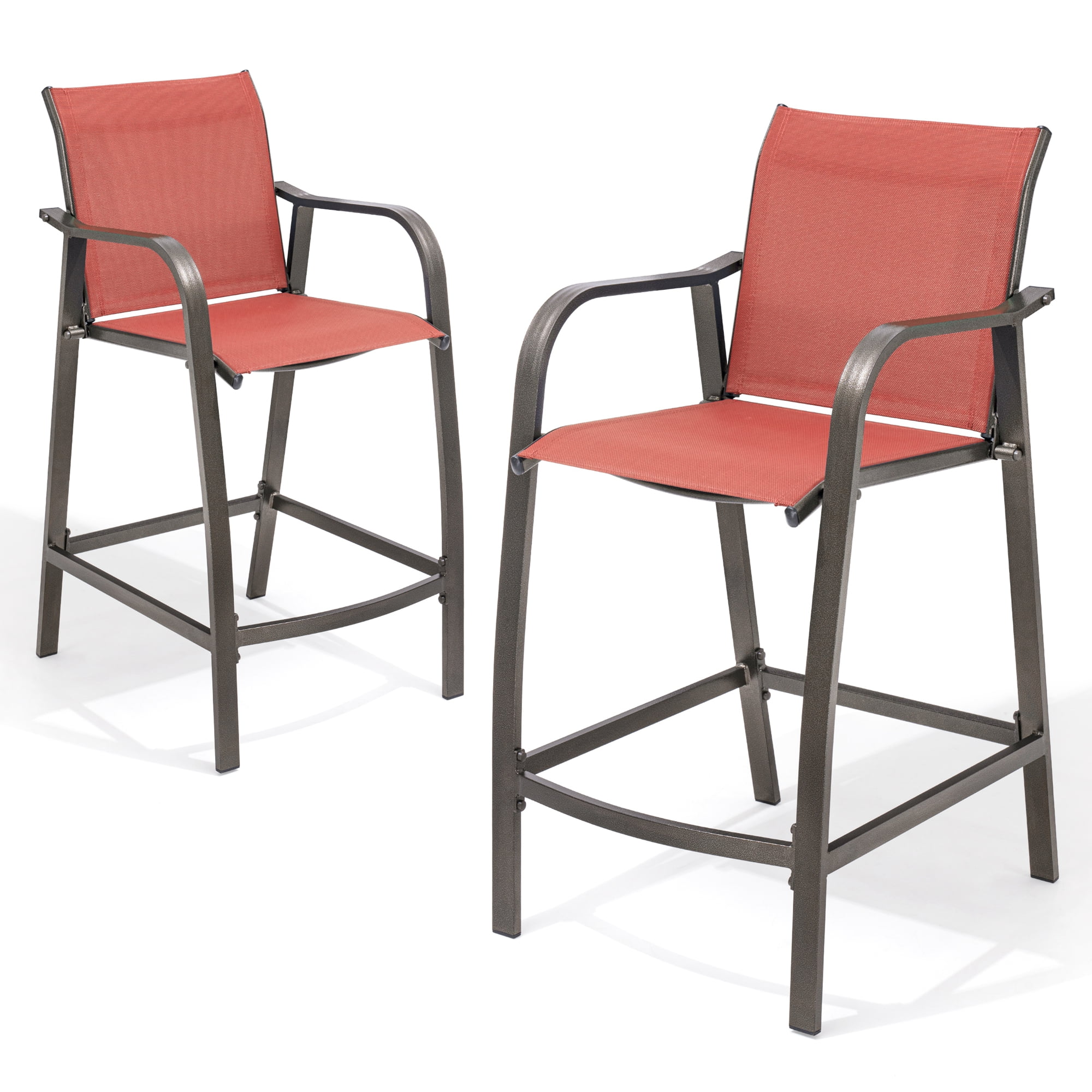 Crestlive Products Orange Bar Stool Set of 2 Aluminum Outdoor Counter