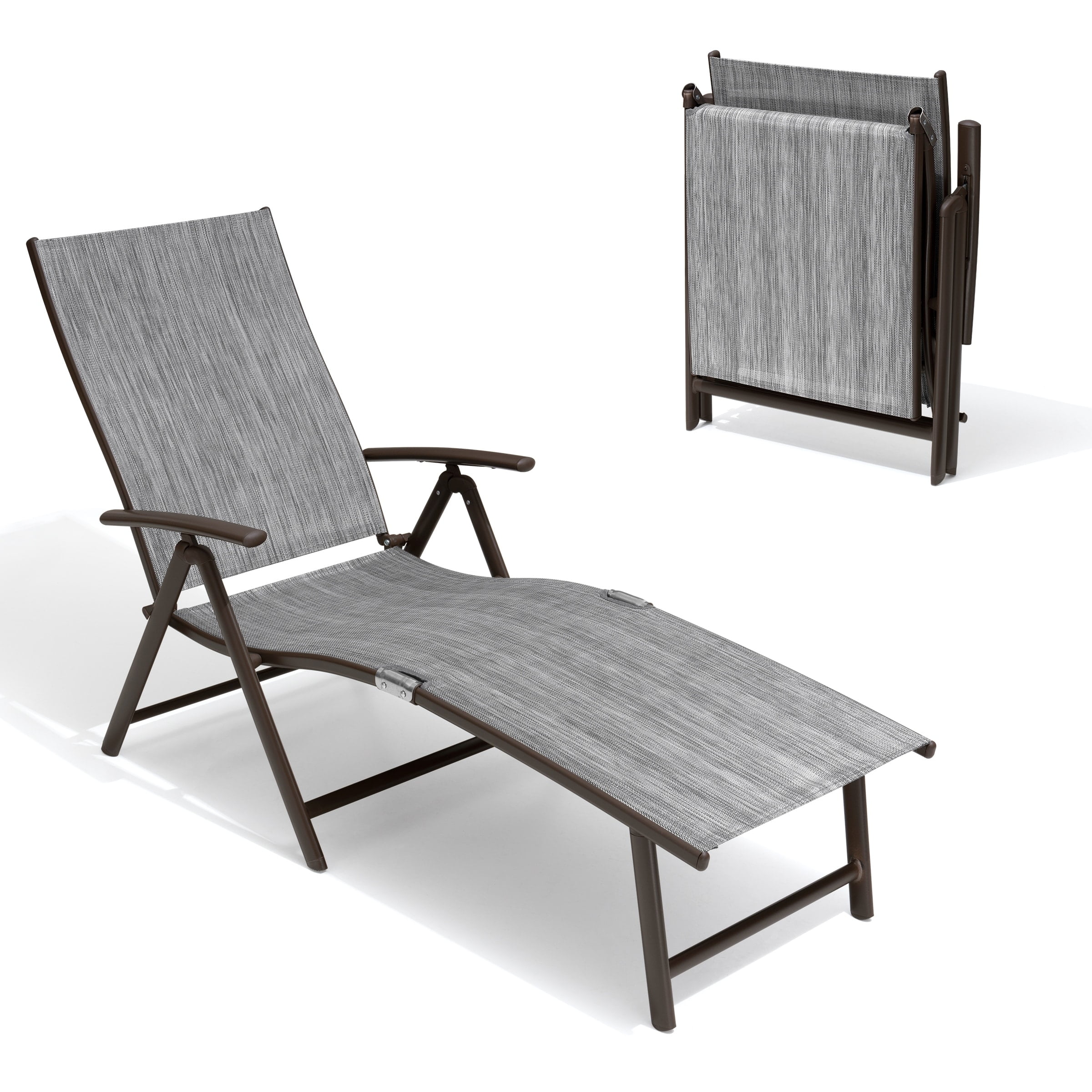Black and Gray Adjustable Aluminum Outdoor Chaise Lounge