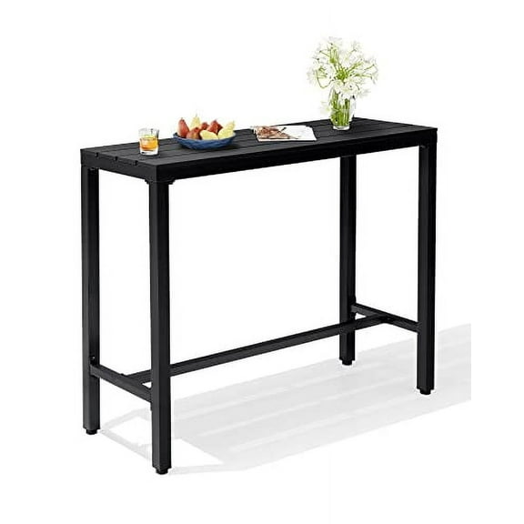 Crestlive Products Outdoor Bar Table, 63'' Rectangle Patio Counter Height Table High Pub Table with Waterproof Top and Sturdy Metal Frame for Balcony, Bistro, Garden, Backyard, Hot