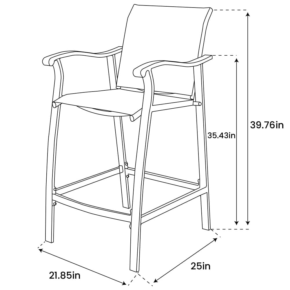 Brown Aluminum Outdoor Counter Height Bar Stools Set of 4