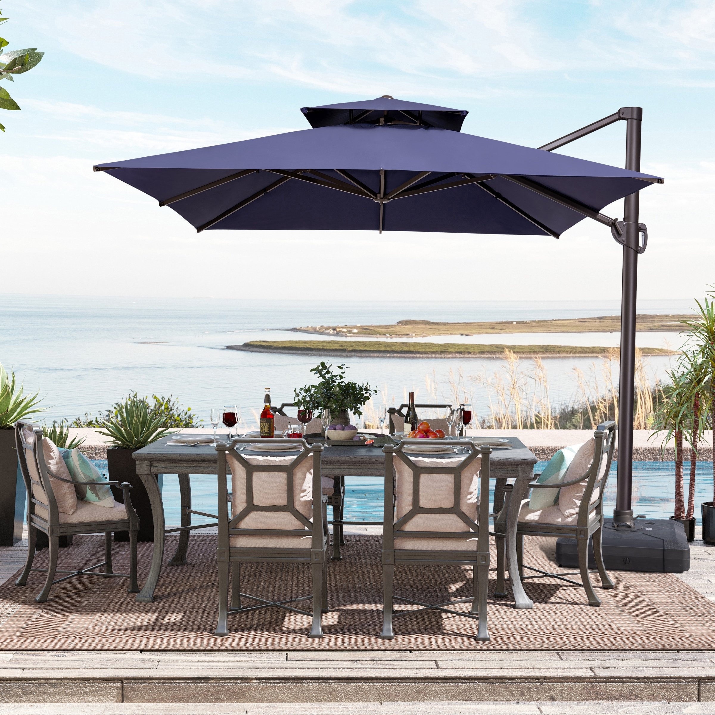 Crestlive Products Outdoor Double Top Square 10 FT Offset Cantilever