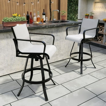 Crestlive Products Outdoor Indoor All-weather Swivel Barstool Patio Bar Stools (Set of 2) - See Picture Augustine Oyster