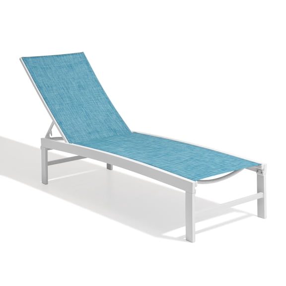 Crestlive Products Outdoor Lounge Chair Aluminum Adjustable Chaise, Blue