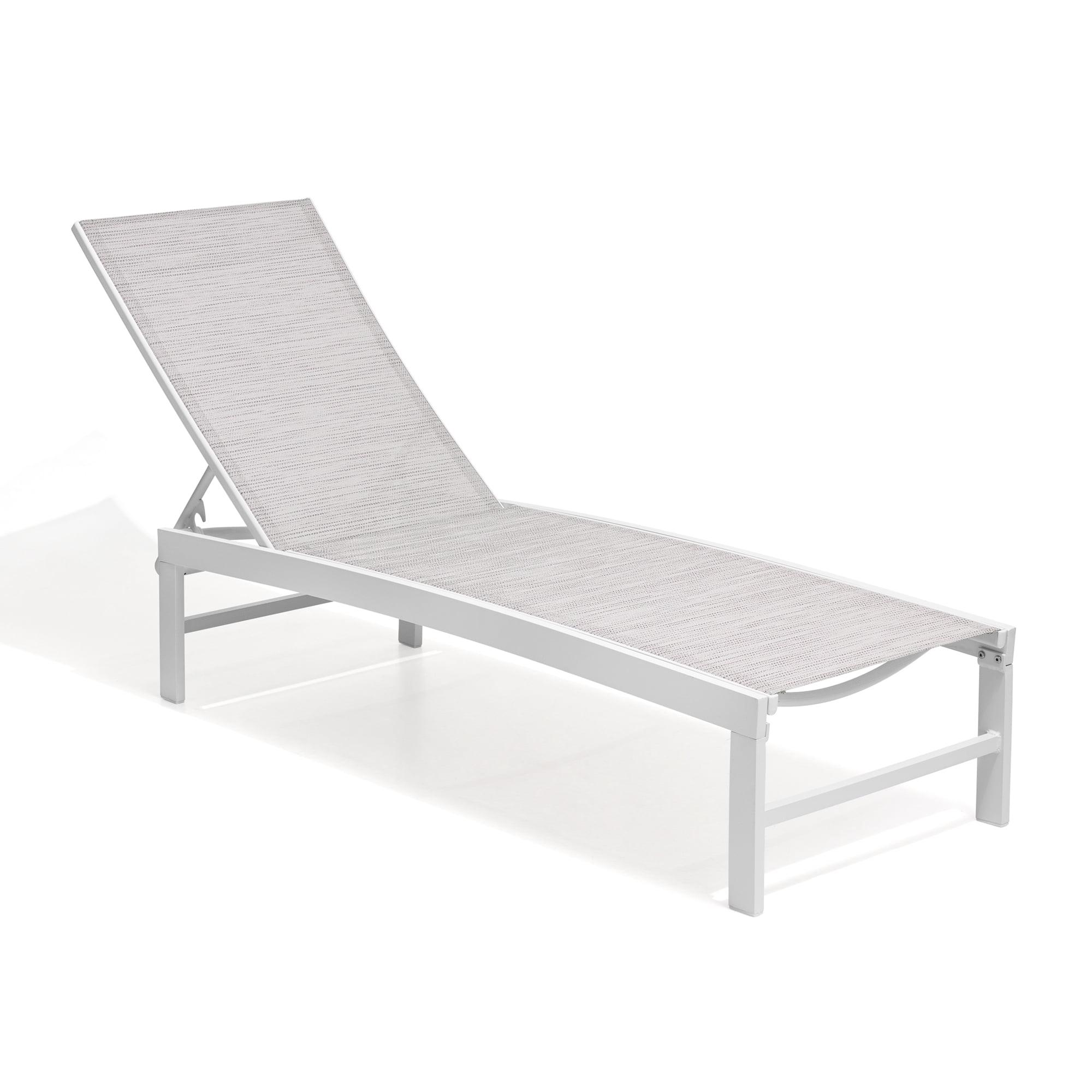 White Gray Aluminum Adjustable Outdoor Chaise Lounge