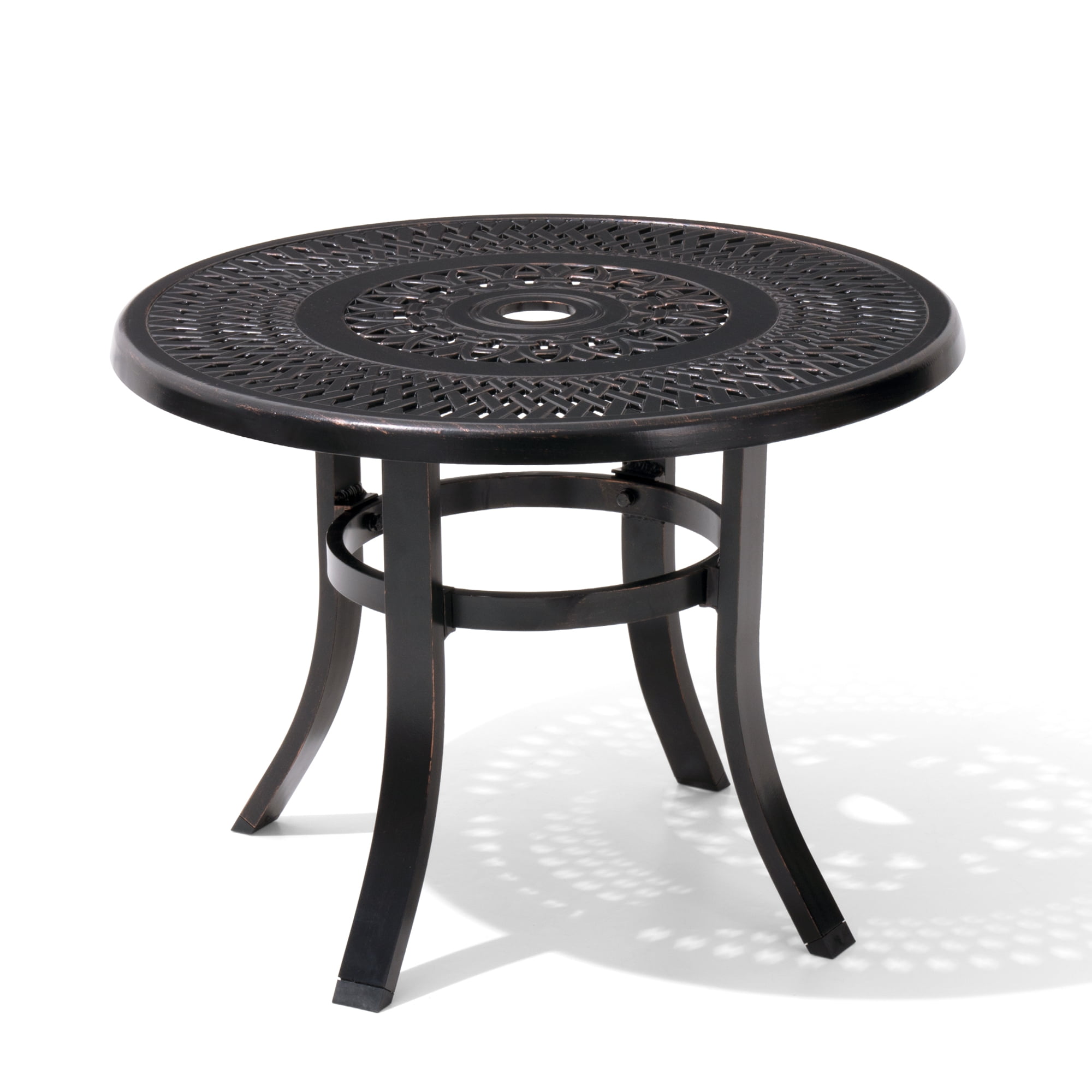Crestlive Products Outdoor Round Cast Aluminum Patio Side Table, Black