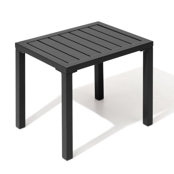 Crestlive Products Outdoor Side Table, 18" x 13.7" Aluminum Rectangular Patio Small End Table, All-Weather Patio End Table, Black