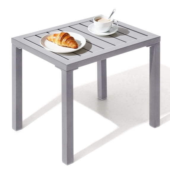 Crestlive Products Outdoor Side Table, 18" x 13.8" Aluminum Rectangular Patio End Table, All-Weather, Gray