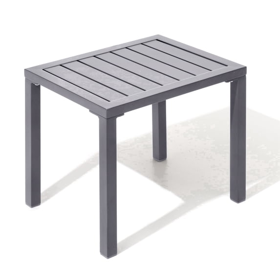 Crestlive Products Outdoor Side Table, 18" x 13.7" Aluminum Rectangular Patio End Table, All-Weather, Gray