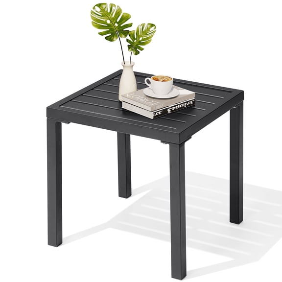 Crestlive Products Outdoor Side Table,Black Small Square Metal End Table with Easy Assembly,Weather Resistant Design for Pool Patio Balcony