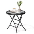 thumbnail image 1 of Crestlive Products Outdoor Side Tables Foldable Patio Side Table with Tempered Glass Table Top, Black, 1 of 8