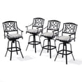 thumbnail image 1 of Crestlive Products Outdoor Swivel Bar Stools with Sunbrella Cushion Set of 4, 350LBS Capacity All-Weather Patio Bar Chair with Armrests & Footrest for Deck, Backyard, Balcony (Milano Char), 1 of 9