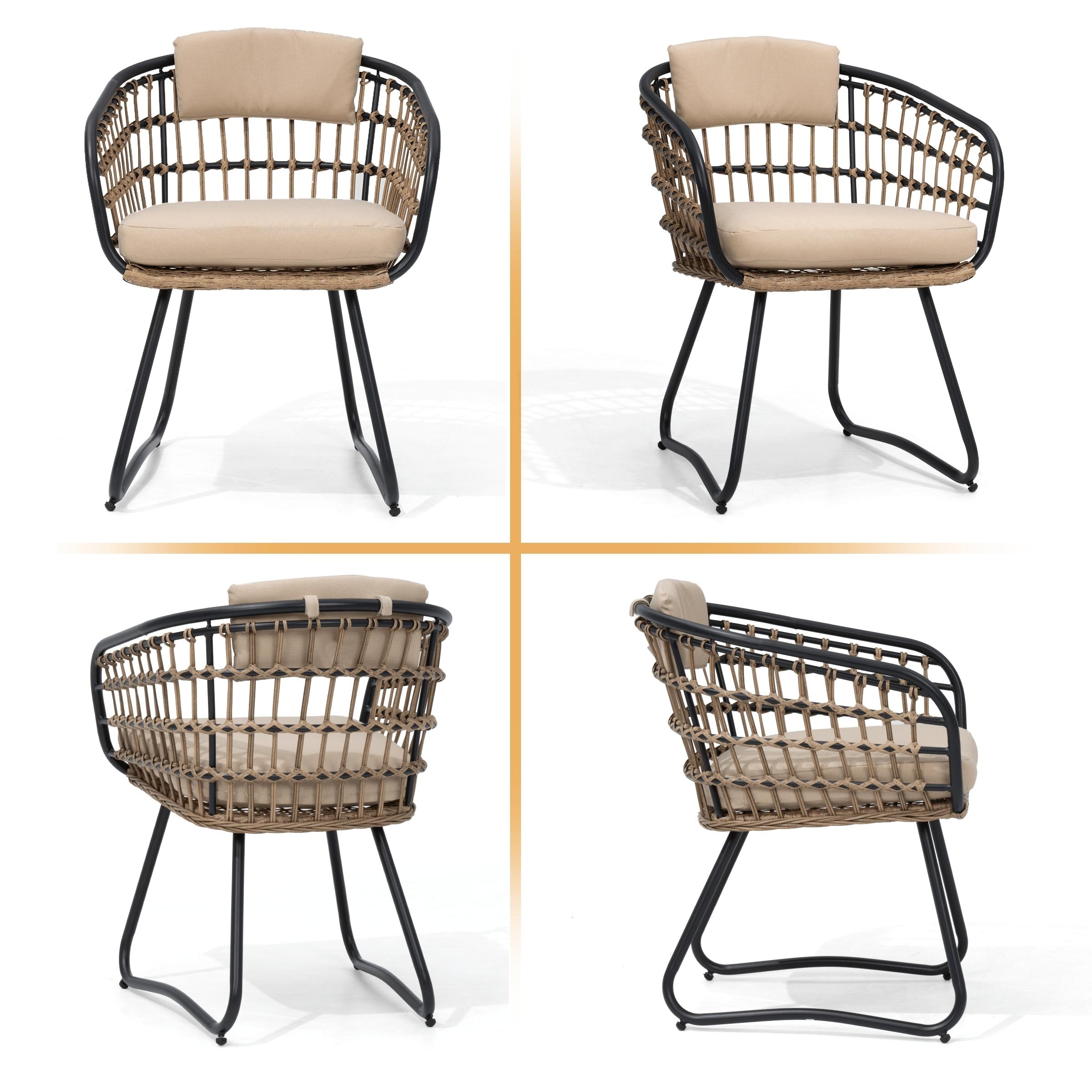 Crestlive Products Outdoor Wicker Chairs Patio Dining Chairs Cushioned ...