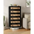 thumbnail image 1 of Crestlive Products Rattan Dresser Storage Tower, Tall Fabric Dresser, Chests of Drawers, Wood Top - Organizer Unit for Bedroom, Hallway, Entryway, Closets (Black, 6 Drawers), 1 of 9