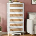 thumbnail image 1 of Crestlive Products Rattan Dresser Storage Tower, Tall Fabric Dresser, Chests of Drawers, Wood Top - Organizer Unit for Bedroom, Hallway, Entryway, Closets (White, 6 Drawers), 1 of 8