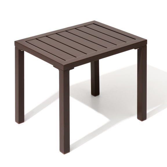 Crestlive Products Outdoor Side Table, 18" x 13.8" Aluminum Rectangular Patio End Table, All-Weather, Brown