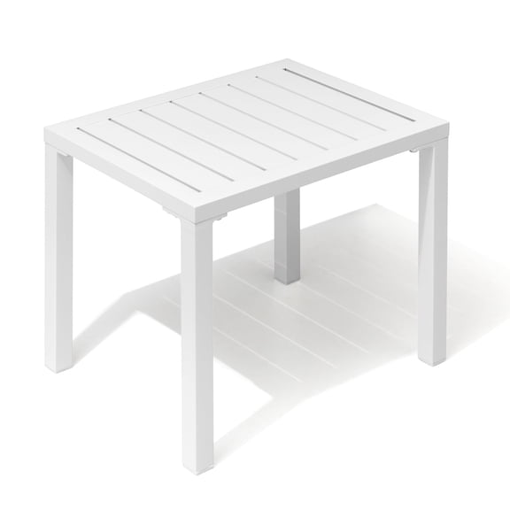 Crestlive Products Outdoor Side Table, 18" x 13.7" Aluminum Rectangular Patio End Table, All-Weather, White