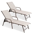 thumbnail image 1 of Crestlive Products 2‑Pack Outdoor Chaise Lounge Chairs – 5‑Position Aluminum Adjustable Patio Chaise Lounge with Rust Resistant Frame, Beige, 1 of 8